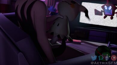"Rainbow Rocket! A Mimikyu & Cocksleeve Fusion in SFM with an Extra Twist of Erotica."