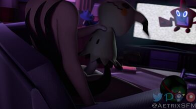 "Rainbow Rocket! A Mimikyu & Cocksleeve Fusion in SFM with an Extra Twist of Erotica."