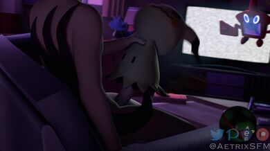 "Rainbow Rocket! A Mimikyu & Cocksleeve Fusion in SFM with an Extra Twist of Erotica."