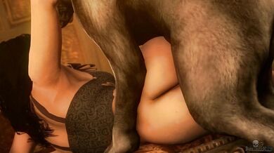 The lovely Yennefer is being pleasured by her Mabari dog in this epic looped porn video.