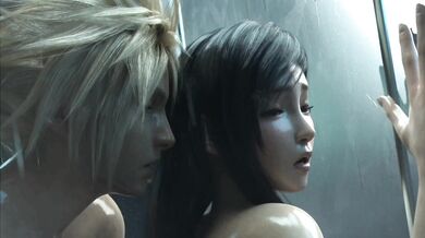 'Two lovers in the hotel room, Tifa and Cloud resting after passionate sex.'