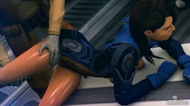 "Watch in awe as Ashley and her pregnant body are ravaged by the massive cock of Batarian. This looped porno will leave you breathless!"