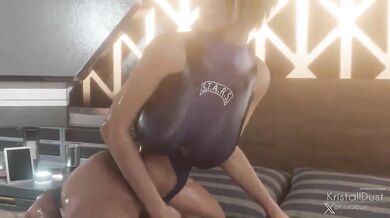 "Licking and sucking KristallDust's hard cock, Jill Valentine moans in ecstasy as she rides him with all her might."