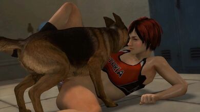 Mila gets naughty with a cute little dog named [Loop].