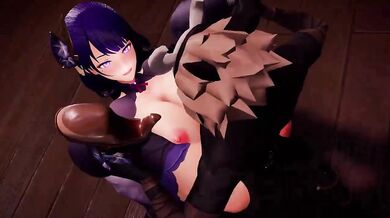 Watch as the magical girl takes on the forces of evil with her powerful weapon, while being spanked by a muscular demon.