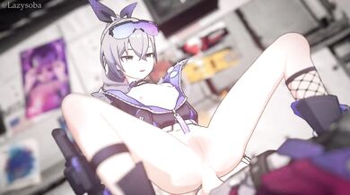 Woman with big boobs and sexy legs is fucked by a wolf-man in the woods at night while having an orgasmic time.