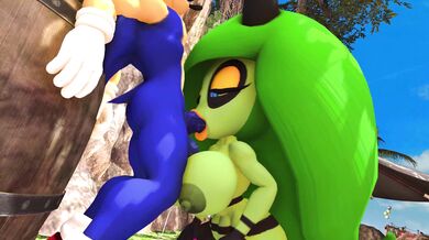 'The hottest Sonic cosplayer ever, Zeena, gets her pussy licked and fucked by a horny gang of guys!'