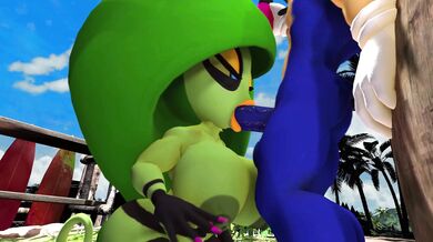 'The hottest Sonic cosplayer ever, Zeena, gets her pussy licked and fucked by a horny gang of guys!'
