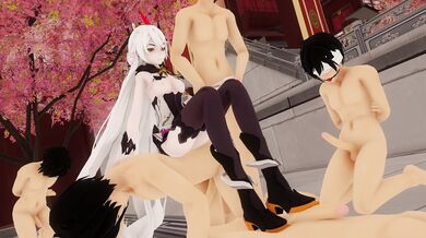 "Two lesbians indulge in passionate love-making with a massive dildo."