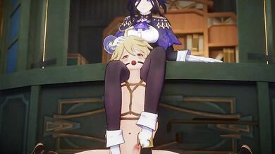 'Clorinde in High Heels Devouring Her Subjects in a Fiery Femdom Fetish Orgy with Blowjobs and Cumshots!'