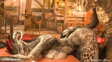 Rewritten as "An Argonian Couple Having Sensual Sex".