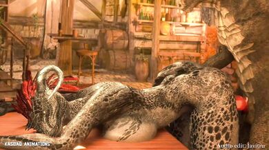 Rewritten as "An Argonian Couple Having Sensual Sex".