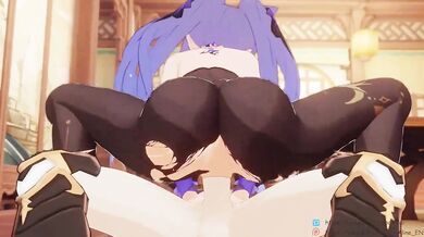 "The Passionate Embrace Between the Beautiful Keqing and Her Sexy Maid Chenlan"