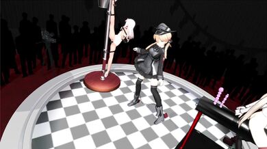 A passionate woman dances with her lover, their bodies intertwined in a sensual rhythm as they move to the beat of their own desires.