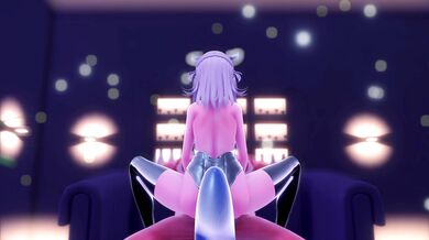 'In a secluded space, Gawr Gura (wearing bunny suit) becomes intensively aroused'