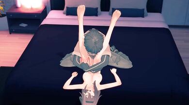 'Snowing Nymphet in Tights, Haruko's Leg Lifts on Ajit's Shoulder, Camera Focusing on the Front'