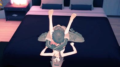 'Snowing Nymphet in Tights, Haruko's Leg Lifts on Ajit's Shoulder, Camera Focusing on the Front'