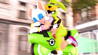 Rouge is taken on a ride by Surge the electric eel in an intense hentai PORN video.