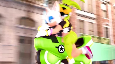 Rouge is taken on a ride by Surge the electric eel in an intense hentai PORN video.