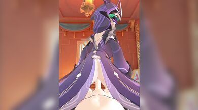 ''Masked Electrician Cumming Mage takes a Ride on Aether Reverse while going Cowgirl Style (Genshin Impact)''
