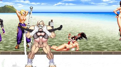 'Street Fighter character Sagat bangs a blow-up doll with 2B from Nier Automata'