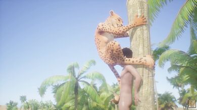 'Sexy Leopard Fetishist Bones her Tiny Human Lover on their Furry Bed'