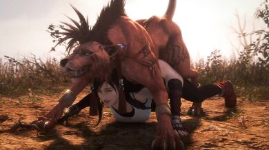 "Tifa and Red indulging in some bedroom playtime"