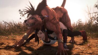 "Tifa and Red indulging in some bedroom playtime"