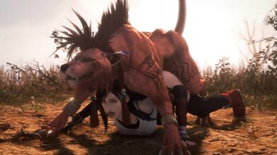 "Tifa and Red indulging in some bedroom playtime"