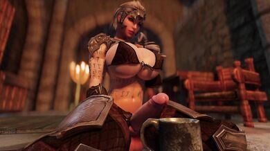 'Mighty Futa Warrior Cums All Over Her Huge Juicy Dick After a Long Day of Battle'