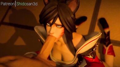 "Eager Ahri Blows a Stranger's Cock for the First Time"