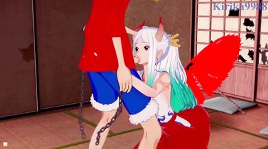 'In a traditional Japanese setting, One Piece's Luffy and Yamato engage in steamy intercourse.'