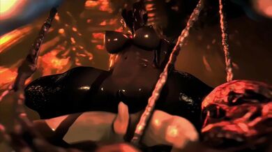 'The demonic succubus Onoskelis, screaming with ecstasy as her long-legged body writhes in pleasure.'