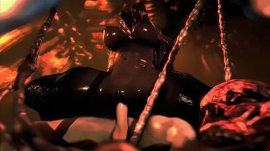 'The demonic succubus Onoskelis, screaming with ecstasy as her long-legged body writhes in pleasure.'