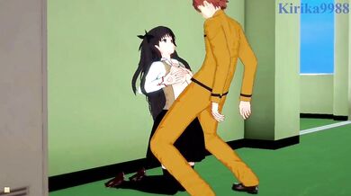 'Sexual Desires Unleashed - Rin Tohsaka and Shirou Emiya fulfill their hidden fantasies in the school hallway.'