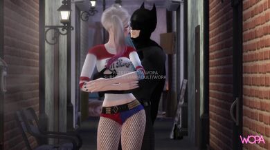 'Mistress of Mayhem Batman gagged and taken by Harley Quinn's seductive teasing until he explodes with pleasure'