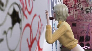 'Sexual adventure of a nymphomaniac blonde with interracial group sex in the hidden glory hole'