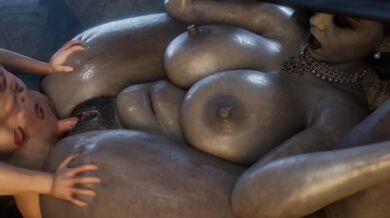 'Sexy teen girlfriends take on their curvy babysitter, Dimitrescu '