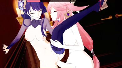 "Lustful Samurai and his Naked Maid, Yae Miko (HUD)"