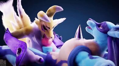 'Hentai Porn: Renamon and Lucario Blowjob with Sound Effects'