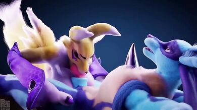 'Hentai Porn: Renamon and Lucario Blowjob with Sound Effects'