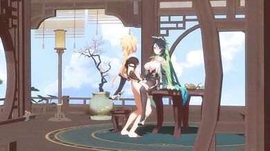 "The Cloud Retainer's Apprentice, Xianyun, engages in a steamy mating session with a fluffy bunny adept."