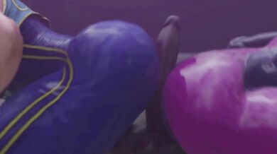 "Sexual Tension Between Street Fighter Rivals: Juri and Chun-Li Ends in Double Anal."