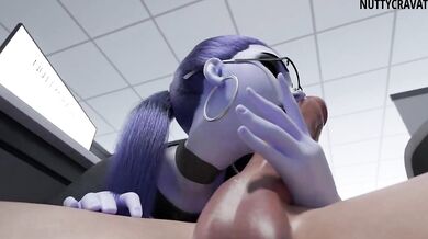 'Office Seduction: The Widowed Secretary Gives a Blowjob to Her Boss'