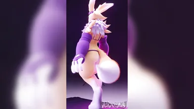Renamon trains to walk like a slut, inspired by Aznyan97's porn videos.