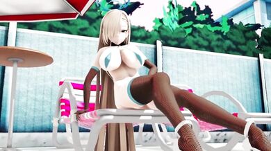 Asuna and Karin - Poolside Insects HMV - Double Penetration