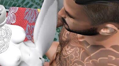 Furious Feline Forces the Furry Shark (Second Life)