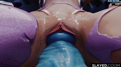 A Busty Vampire Seductively Sucks on Her Strap-on Dildo and Takes on Multiple Monster Cocks in This Highly Kinky Hentai Porn Scene