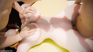 Pornstar Pomni takes two giant cocks deep in her tight ass and pussy