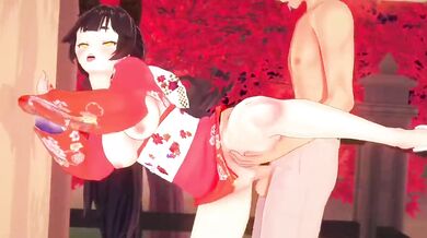 Rewritten: Exposed and ravaged by a fox-girl in 3D behind a public place